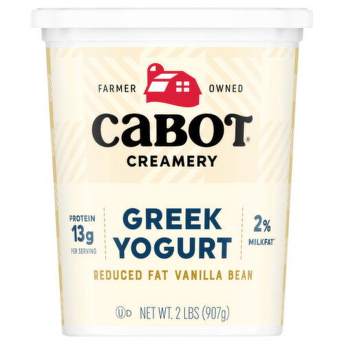 Cabot Creamery Yogurt, Vanilla Bean, Greek, Reduced Fat