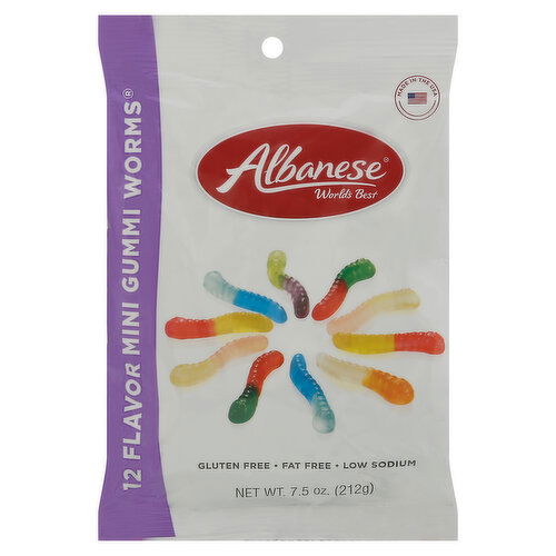 Albanese World's Best Gummi Worms, 12 Flavor, Mini - 7.5 Ounce