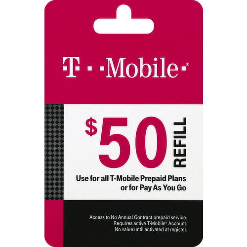 T-Mobile Refill Card, $50