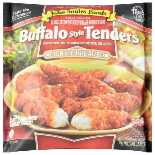 John Soules Foods Chicken Tenders, Buffalo Style, Lightly Breaded