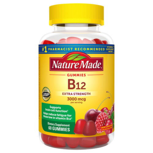 Nature Made Vitamin B12, Extra Strength, 3000 mcg, Gummies, Cherry & Mixed Berry