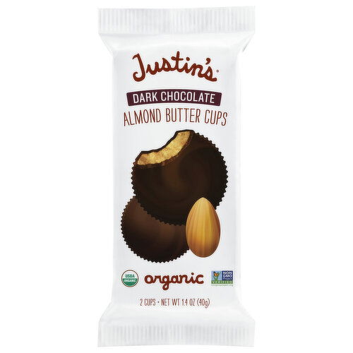 Justin's Almond Butter Cups, Organic, Dark Chocolate