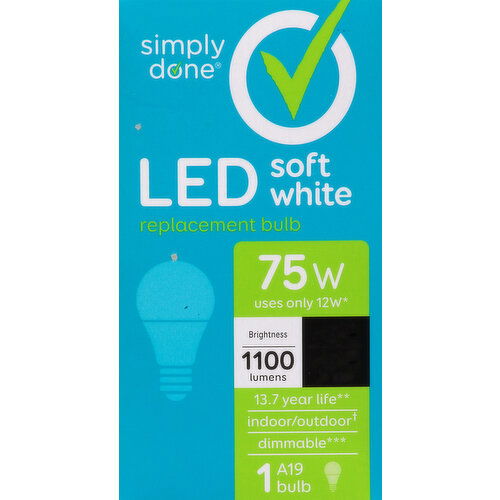 Simply Done Light Bulb, LED, Soft White, 12 Watts