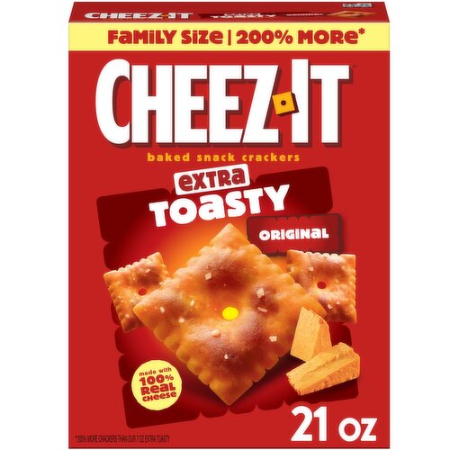 Cheez-It Cheese Crackers, Extra Toasty, Family Size - 21 Ounce