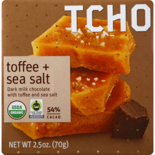 TCHO Dark Milk Chocolate, Toffee + Sea Salt
