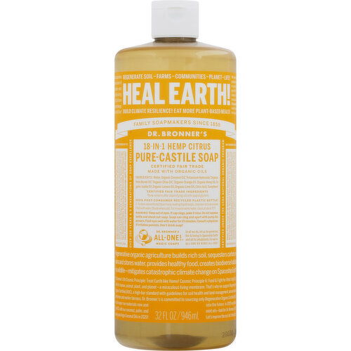 Dr. Bronner's Pure-Castile Soap, Hemp Citrus, 18-in-1