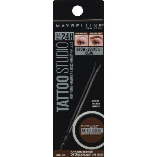 maybelline Brow Pomade, Medium Brown 376 - 0.106 Ounce