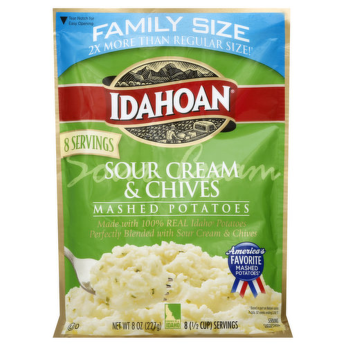 Idahoan Mashed Potatoes, Sour Cream & Chives, Family Size