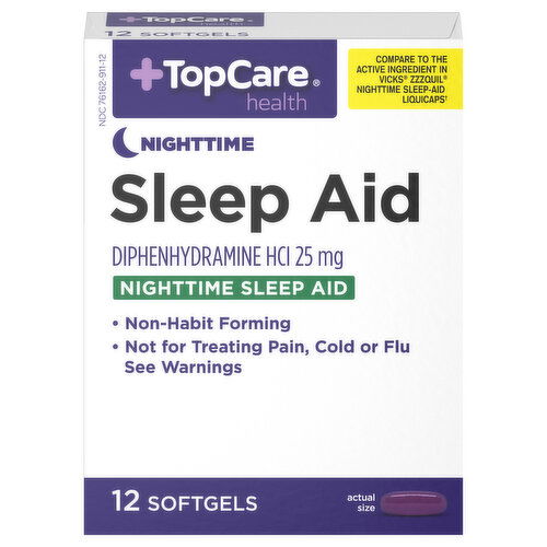 TopCare Sleep Aid, Nighttime, 25 mg, Softgels