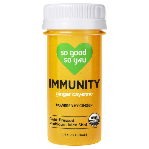 So Good So You Immunity Cold-Pressed Probiotic Ginger Cayenne Juice Shot - 1.7 Fluid Ounce