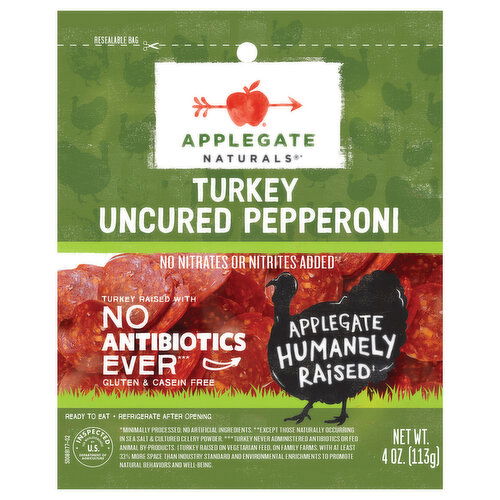 Applegate Naturals Pepperoni, Uncured, Turkey