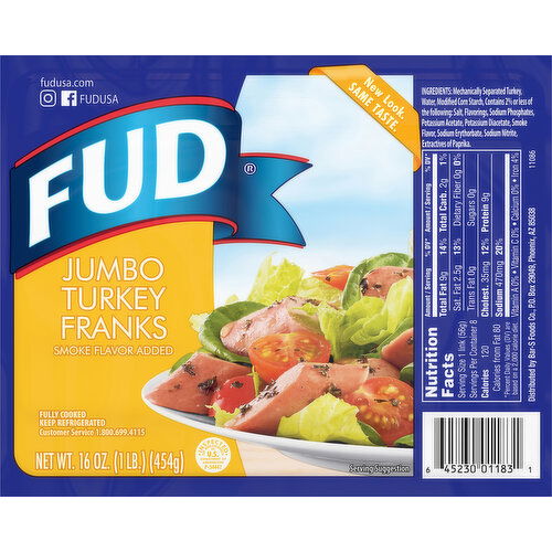 FUD Turkey Franks, Jumbo