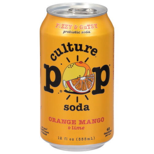 Culture Pop Probiotic Soda, Orange Mango & Lime - 12 Fluid Ounce