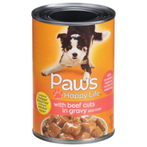 Paws Happy Life Dog Food, with Beef Cuts in Gravy