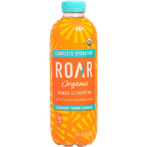 Roar Vitamin Enhanced Beverage, Organic, Mango Clementine