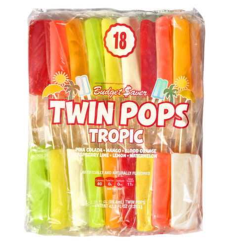 Budget Saver Twin Pops, Tropic - 18 Each