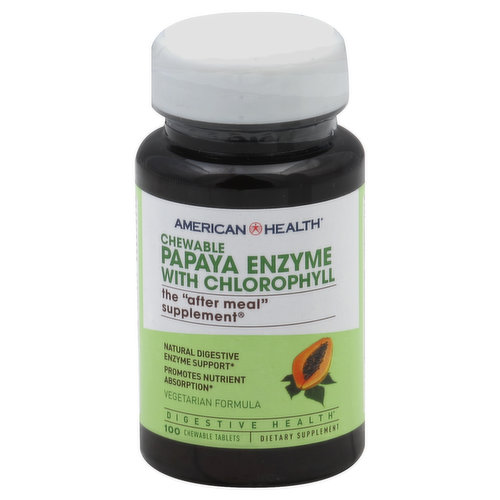 American Health Papaya Enzyme, with Chlorophyll, Vegetarian Formula, Chewable Tablets