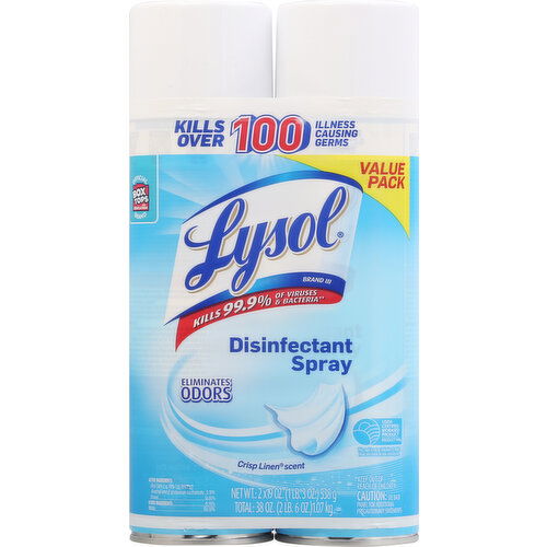 Lysol Disinfectant Spray, Crisp Linen Scent, Value Pack, 2 Pack