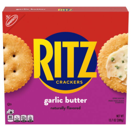RITZ Garlic Butter Crackers, Snacks for Kids and Adults, Lunch Snacks