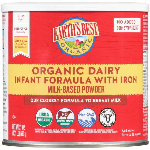 Earth's Best Organic Dairy Infant Formula with Iron