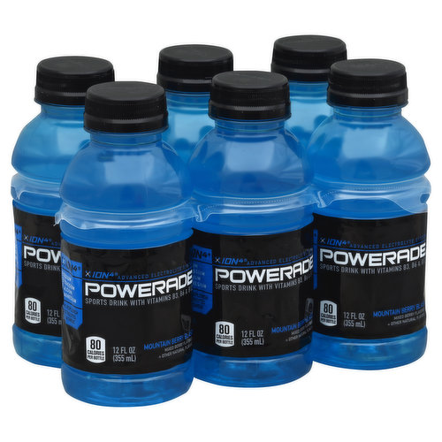 Powerade Sports Drink, Mountain Berry Blast, 6 Pack