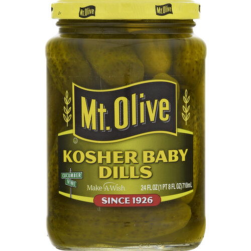 Mt Olive Pickles, Kosher Baby Dills - 24 Fluid Ounce