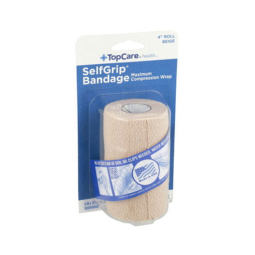 Topcare Selfgrip, Maximum Compression Wrap Bandage 4" Roll, Beige