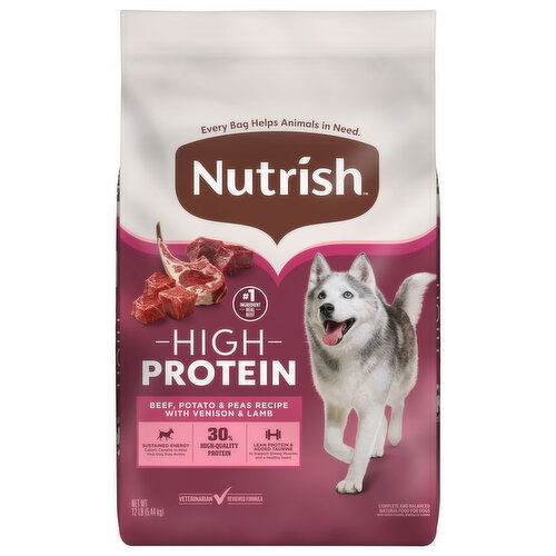 Nutrish High Protein Beef Potatoes & Peas Recipe with Venison & Lamb Dog Food - 12 Pound