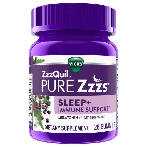 Vicks Sleep + Immune Support, Melatonin + Elderberry, Gummies