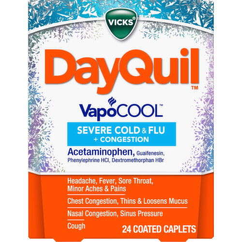 Vicks Cold & Flu, Severe, VapoCool, Coated Caplets