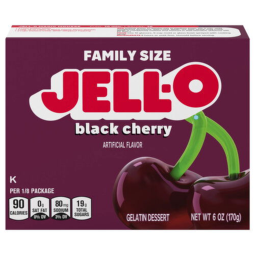 Jell-O Gelatin Dessert, Black Cherry, Family Size