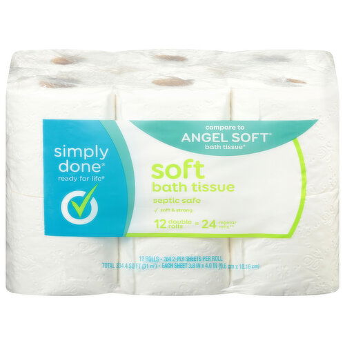 Simply Done Bath Tissue, Soft, Double Rolls, 2-Ply