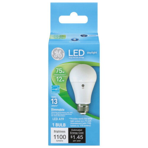 GE Light Bulb, LED, Daylight, 12 Watts