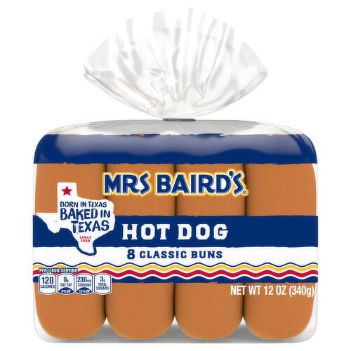 Mrs Baird's Classic Buns, Hot Dog