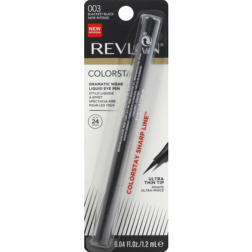 Revlon Liquid Eye Pen, Dramatic Wear, Blackest Black 003, Ultra Thin Tip