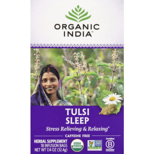 Organic India Herbal Supplement, Tulsi Sleep, Caffeine Free, Infusion Bags