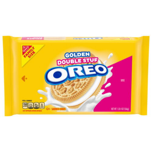 OREO OREO Double Stuf Golden Sandwich Cookies, Family Size, 20 oz