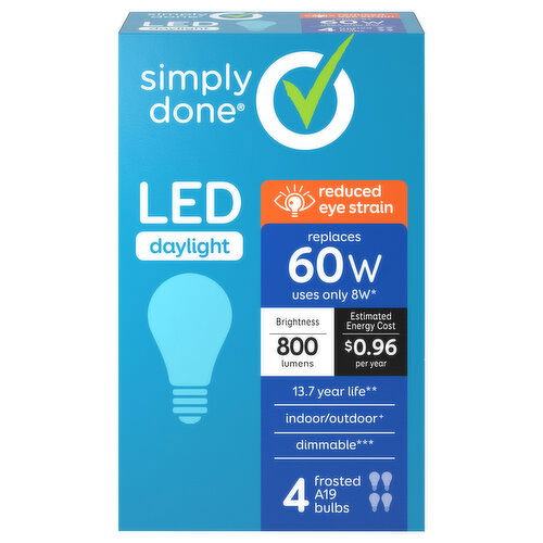 Simply Done Light Bulbs, LED, Daylight, 8 Watts