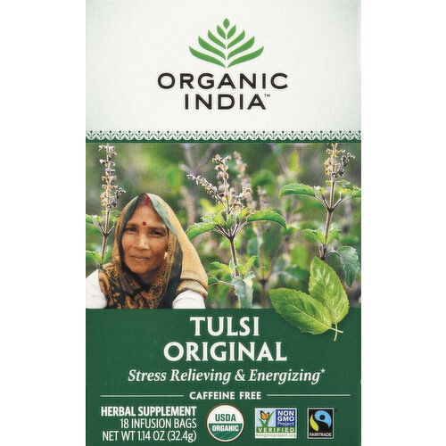 Organic India Herbal Supplement, Tulsi Original, Caffeine Free, Infusion Bags