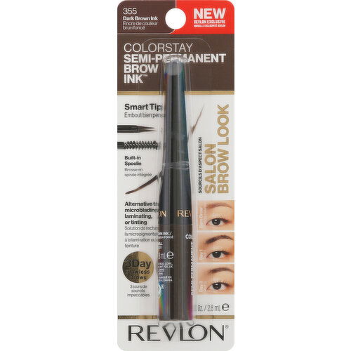 Revlon Brow Ink, Semi-Permanent, Dark Brown Ink 355