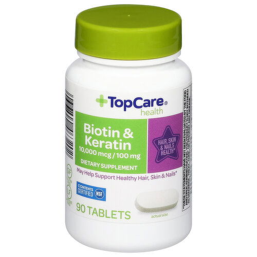 TopCare Biotin & Keratin, 10,000 mcg/100 mg, Tablets