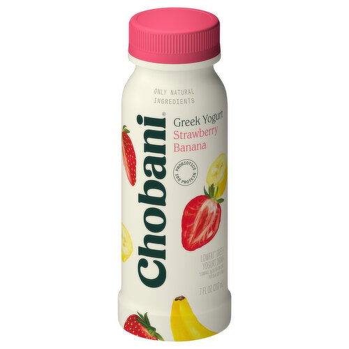 Chobani Yogurt Drink, Greek, Lowfat, Strawberry Banana