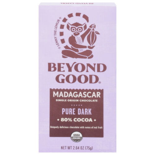 Beyond Good Single Origin Chocolate, Madagascar, Pure Dark, 80% Cocoa - 2.64 Ounce