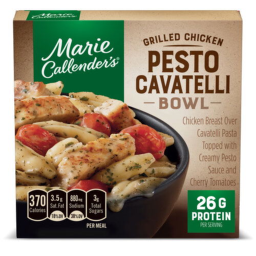 Marie Callender's Grilled Chicken Pesto Cavatelli Bowl, Frozen Meal