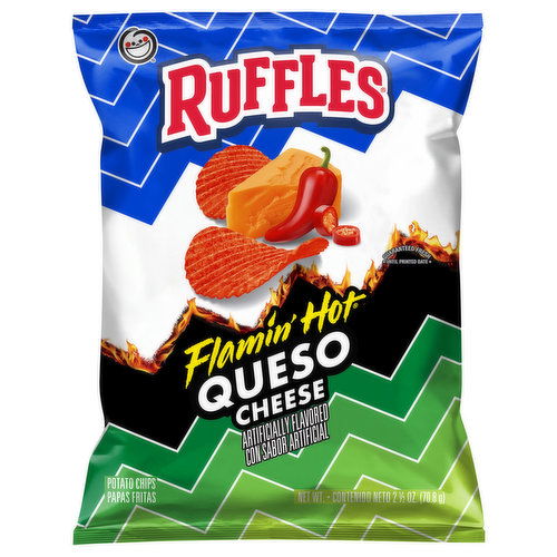 Ruffles Potato Chips, Queso Cheese, Flamin Hot