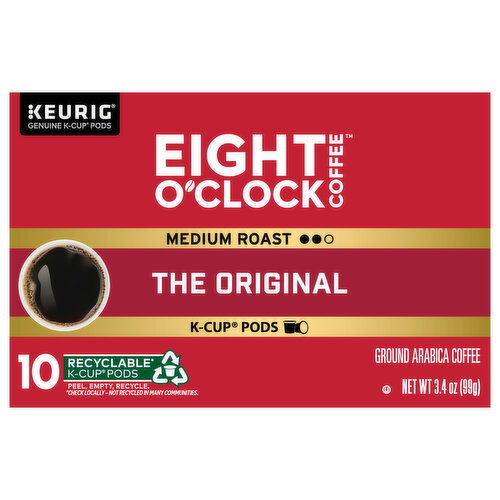 Eight O'Clock Coffee K-Cup Pods Ground Arabica Medium Roast The Original Coffee - 10 Each
