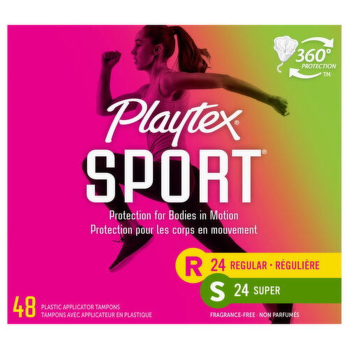 Playtex Tampons, Regular/Super, Plastic Applicator, Fragrance-Free