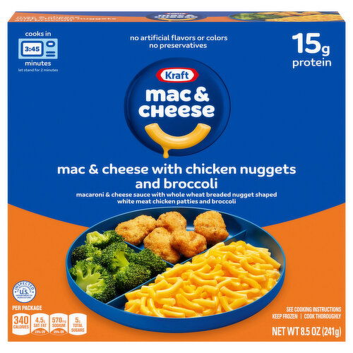 Kraft Mac & Cheese, with Chicken Nuggets and Broccoli