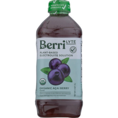 Berri lyte Electrolyte Solution, Organic, Acai Berry Flavor, Plant-Based