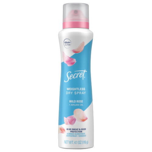 Secret Antiperspirant/Deodorant, Wild Rose + Argan Oil, Weightless Dry Spray